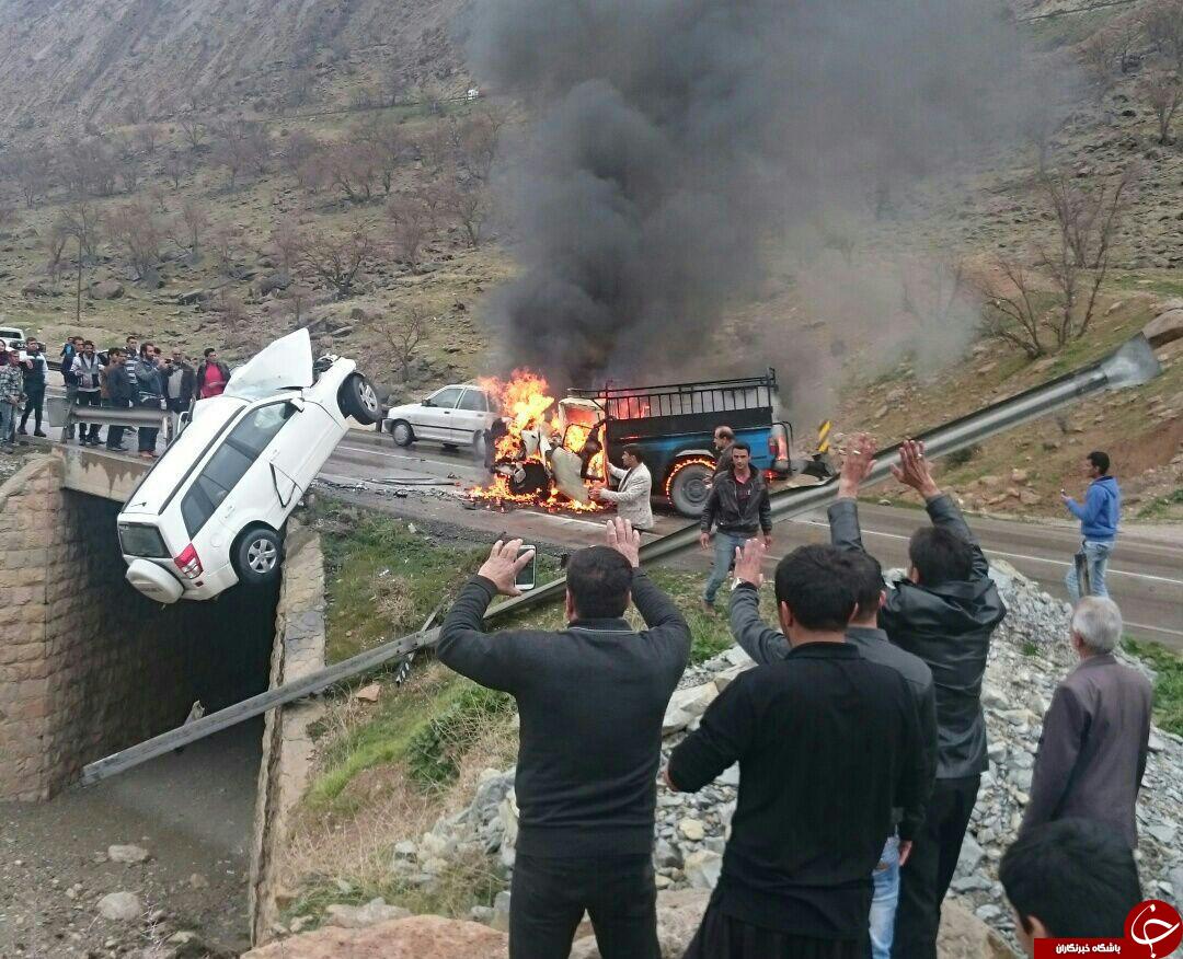 راننده ای که در آتش تصادف زنده زنده سوخت + تصاویر