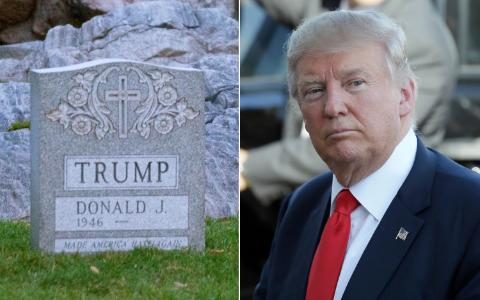 راز سنگ قبر ترامپ کشف شد/ تهدید به مرگ یا بیدار کردن ترامپ؟+ تصاویر