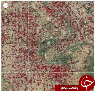 نقشۀ مکان‌های انفجار بمب در بغداد