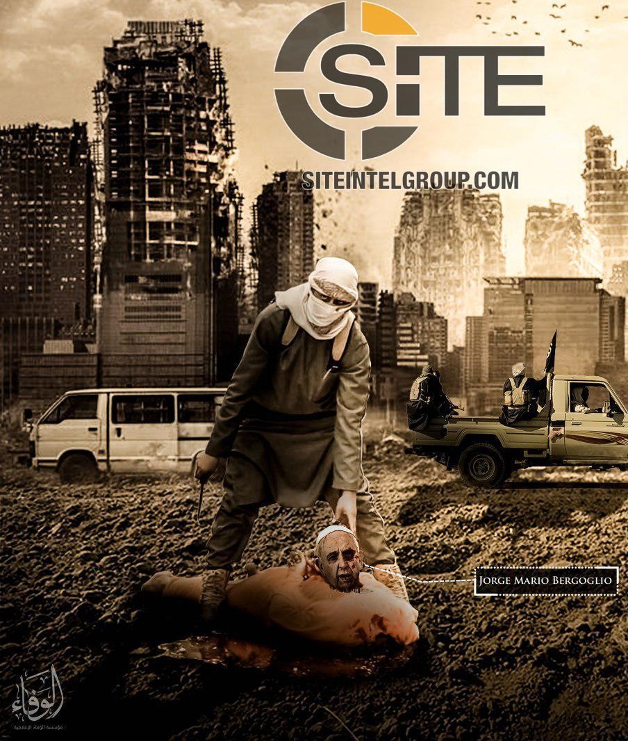 انتشار پوستر وحشتناک داعش علیه پاپ فرانسیس + تصاویر (۱۶+)